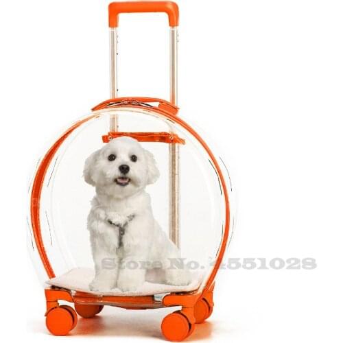 Dog Stollers Carrier Bag Breathable Portable Outdoor Kitten Movable Wheel Handbag Travel Rolling Trunk Trolley Pets Cat Backpack
