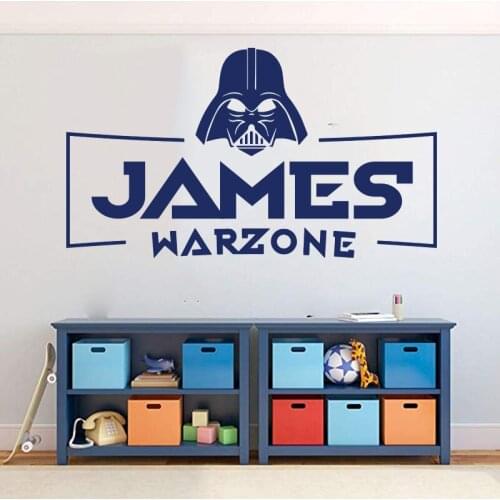 Personalized Name War Zone Dar th Vade Wall Sticker Gaming Room Star Video Game Gamer War guerra de las Galaxias Wall Decal