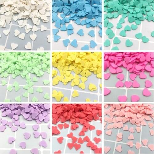 100g Colorful Heart Polymer Hot Clay Slices Sprinkles for Crafts Making DIY Accessories Nail Art Decorations 8mm