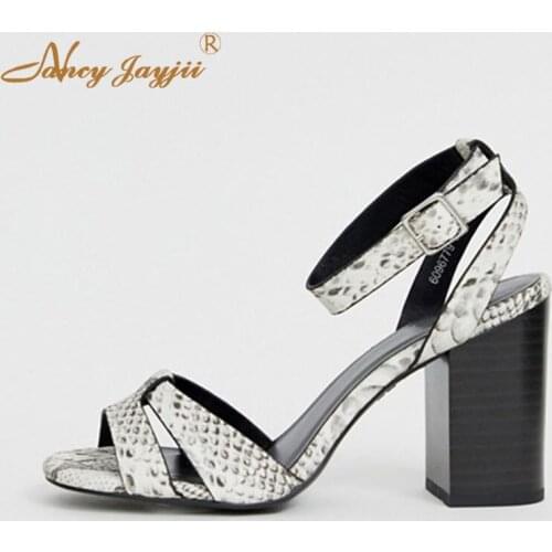Women Shoes Ladies Sandals Solid Ankle Strap Buckle Wedding/Party Super High Square heels Elegant Fashion Basic Nancyjayjii 2019