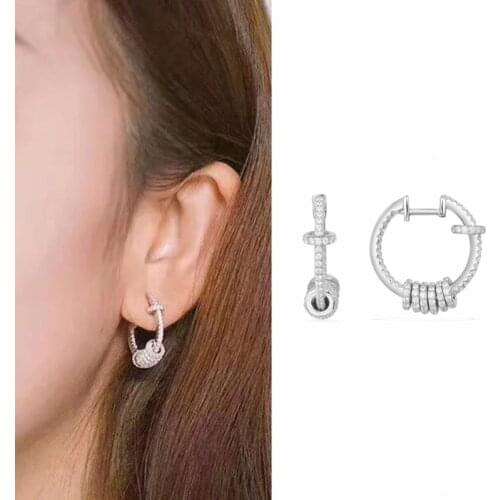 AAA+ Quality Fashion Micro Mosaic Top CZ Crystals Multiple Circles Exquisite Silver Hoop Earrings For Men Women Luxury Jewelry