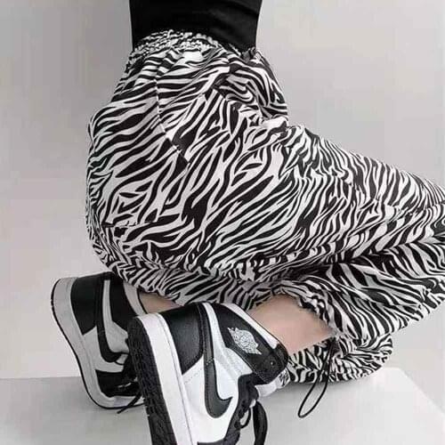 Leopard Print Pants High Waist Trousers Drawstring Sweatpants Casual Outfits for Women Hip Hop Oversized Sexy Sweatpants