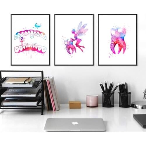 Tooth Fairy Print Dental Art Dentist Poster Dental Clinic Decor Hygienist Gift Doctor Office Medicine Art Canvas Painting
