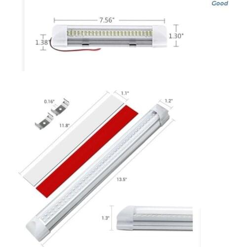 2-85V 72 LED Car Interior White Strip Light Bar Car Interior Lamp with On/Off Switch for Lorry Caravan Car Camper