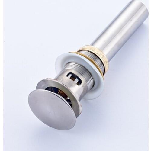 Brushed Nickel Pop Up Drain Bathroom Faucet Tap Sink Drain Waste With Overflow