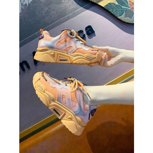 Womens shoes 2020 autumn new wild mesh breathable running shoes thick bottom student casual sports shoes