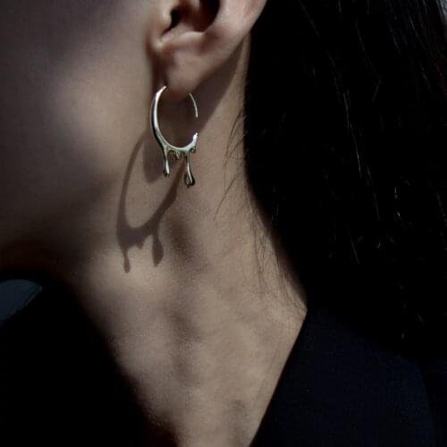 Lifefontier Irregular Geometric Metal Hoop Earrings for Women Minimalist Hollow Crystal Zircon Earring Statement Jewelry