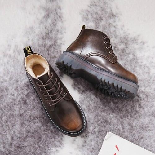 Women Boots Ankle Boots Winter Shoes Lace-up Knitted Flat Shoes Rubber Boots Women Leather Women Platform Shoes 4cm Heel Size 40