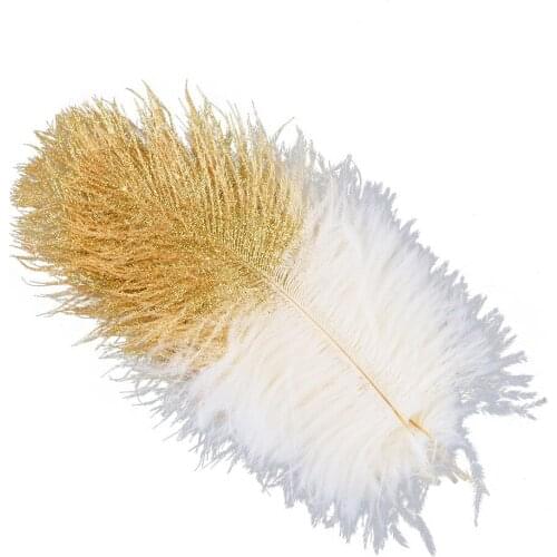 10 Pcs/Lot Spray Gold Color Ostrich Feather Jewelry Wedding Accessory 6-8" for Hat Costume Party Decorative Accessory Plumes