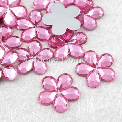 100 pcs/lot 9 Colors 15mm Acrylic Flower Rhinestones Silver back gems for Wedding Cloth Scrapbooking Decoration