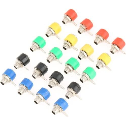 20Pcs/set Banana Plug Socket Mixed Colors 4mm Speaker Amplifier Terminal Banana Plug Socket Jack Connectors