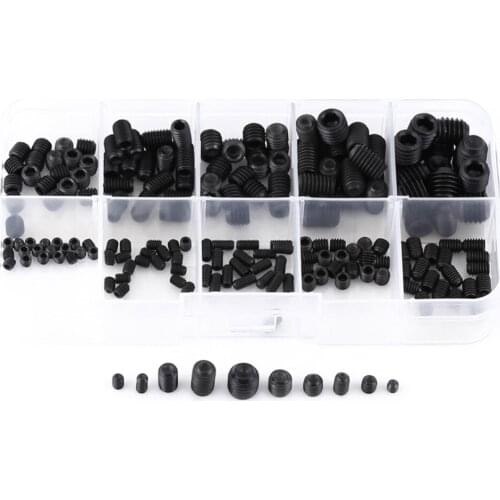 200pcs M3 M4 M5 M6 M8 Grub Screw Hex Socket Head Grub Set Screw Cup Point Assortment Kit With Box