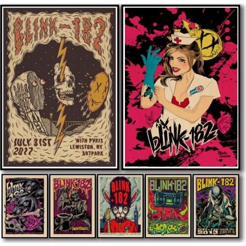 29 Designs Blink-182 Comic Kraftpaper Poster Alternative Abstract Art Painting Funny Wall Sticker for Coffee House Bar