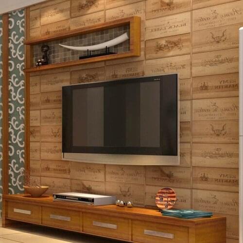 Grain Style Imitation Wood Chinese 3d Letter Wallpaper Restaurant Bar Winery Counter Backdrop Wallpaper Roll Papel De Parede 3d