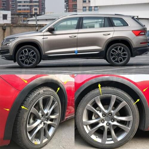 4pcs Universal Car Truck Carbon Fiber Rubber Wheel Eyebrow Protector Lip Sticker Trim Fender Flare Anti-scratch fit for Skoda