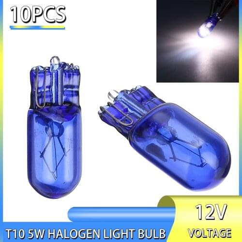 10pcs Car T10 Halogen w5w 168 Wedges 12V 5W Xexon Signal Lamp Super White Instrument Light Reading Light Clearance Lamp