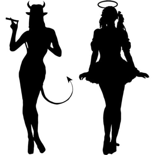 Sexy Girl Angel Devil Car Stickers Fantasy Popular Stickers Pvc Decals Suitable for All Kinds of Cars Black/white, 15cm*14cm