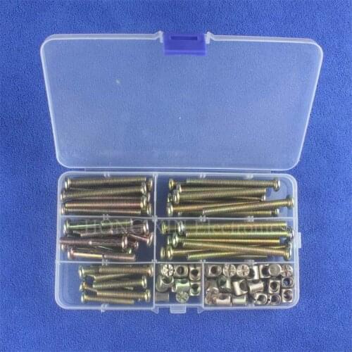 100pcs Screw M6x35/45/55/65/75 Zinc Plated Hex Drive Socket Cap Furniture Barrel Bolt Nuts kit for Furniture Cots Bed Crib Chair
