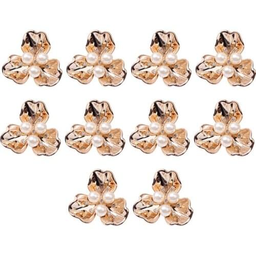 Bridal Brooch, Collar Pin, Material Accessories, Golden Three-Petal Flower Heart Diy Bridal Fan, Jewelry Accessories