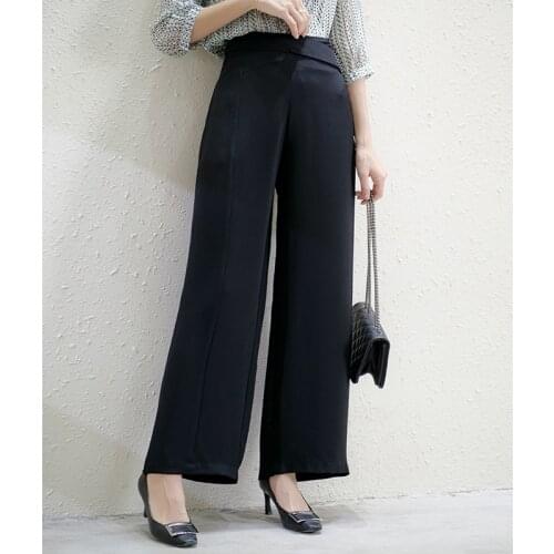Silk pants women summer new mid-waist straight-leg pants casual pants trousers mulberry silk trousers Slim