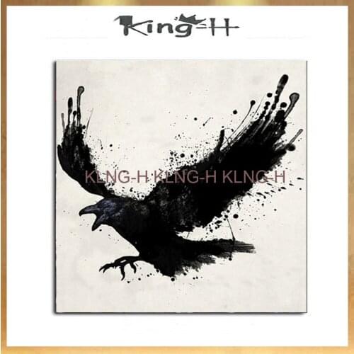 Pintura al óleo de cuervo negro abstracto moderno de alta calidad pintado a mano con artista pintura al óleo sobre lienzo modern