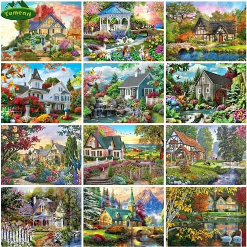 DIY 5D Diamond Painting House Cross Stitch Diamond Embroidery Garden Rhinestones Art Handwork Bead Picture Kits Home Decoration