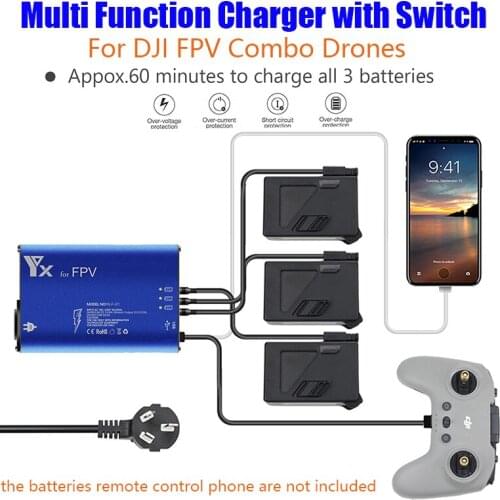 For DJI FPV Drone Battery Charger Intelligent Fast Charging Hub Remote Control 3 Batteries Charge at the Same Time Accessories