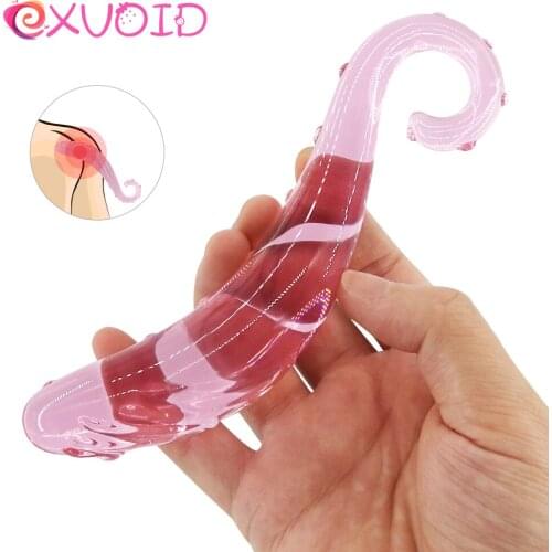 EXVOID Hippocampus Fake Penis Crystal Glass Dildo Butt Plug Anal Sex Toys for Women Men Gay Prostate Massage Sex Shop Anal Plug