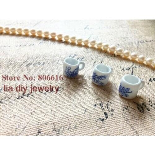 " blue and white porcelain " 30Pcs Handmade China Ceramic Bead Porcelain Beads Pendants Jewelry Accessories