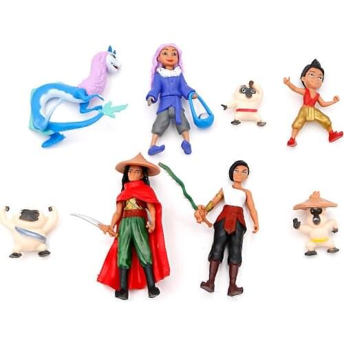 8pcs/Set Raya and The Last Dragon Doll Action Figure Toys 4-15cm Mini Disney Figures Model Toy Anime Kids Dolls Birthday Gifts