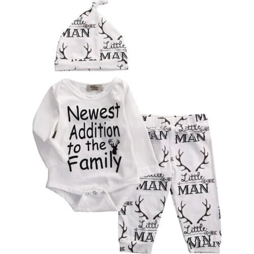 Newborn Baby Boys Girls Clothing Set deer Top Bodysuits Long Sleeve Tops Pants Legging Hat Xmas Clothes Outfits Set Baby Boy