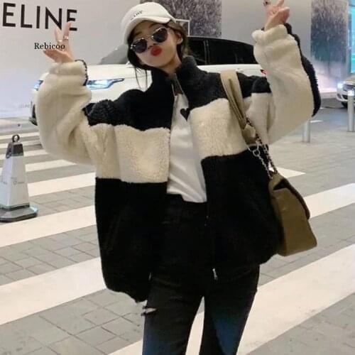 Women Winter Jacket Faux Lambs Fur Kawaii Panda Coat Lamb Women Teddy Fur Coat Fleece Original Parkas Plus Size Hoodies Harajuku