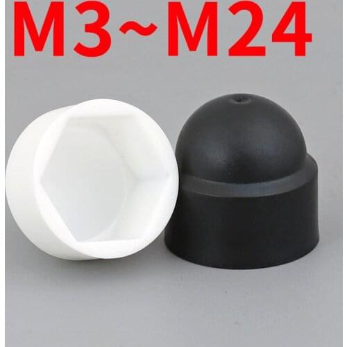 M3 M4 M5 M6 M8 M10 M12 M14 M16 M18 M20 M22 M24 Black White Dome Protection Cap Covers Exposed Hexagon Plastic PE Nut Bolt