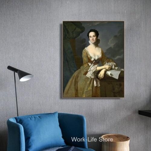 Mrs. Daniel Hubbard by Copley Wall Art Canvas Poster and Prints Canvas Painting Wall Art Decorative Picture Living Room Decor