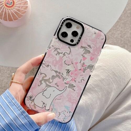 Pink Flowers Elephant For iPhone 11 Pro Max 12 Mini XS Max X XR Phone Case For iphone 7 8 Plus SE 2020 Clear Silicone Soft Cover