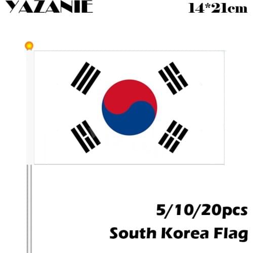 YAZANIE 14*21cm 5/10/20pcs Republic of Korea Small Flags Wholesale Small South Korea Hand Waving National Flag #8 Polyester Flag