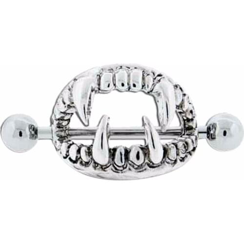 Wholesales 1pc Acrylic Tongue Pierced Nipple Ring Tooth Body Piercing Jewelry Percing Tongue Ring Studs Barbell Bars Ring