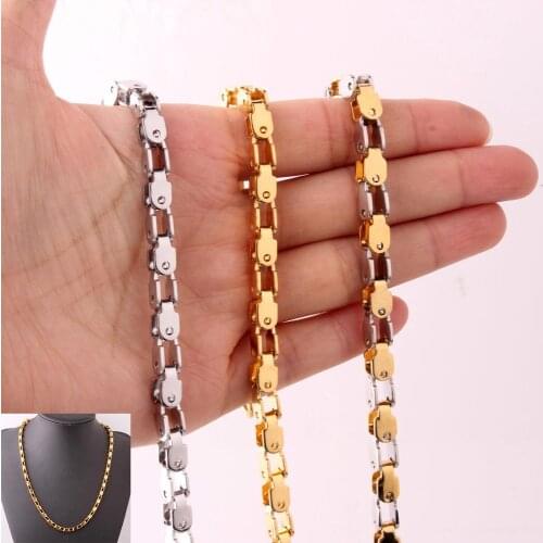 5mm 316L Stainless Steel Mens Necklace Gold Silver Color Jewelry Box Chain Hip Hop Collar Choker Charm Accessories Wholesale