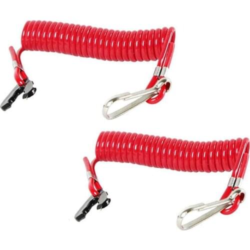 Motor Engine Switch Lanyard Clip Outboard Kill Stop Red 160cm Boat Key Plastic