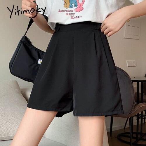 Plus size 5XL high waist shorts women Elastic Waist Loose Solid 2 Button Preppy Style black red Japanese korean fashion 2020