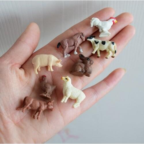 Super mini pvc figure Miniature farm animal model Rooster cow horse rabbit sow sheep miniature scene sand table ornament