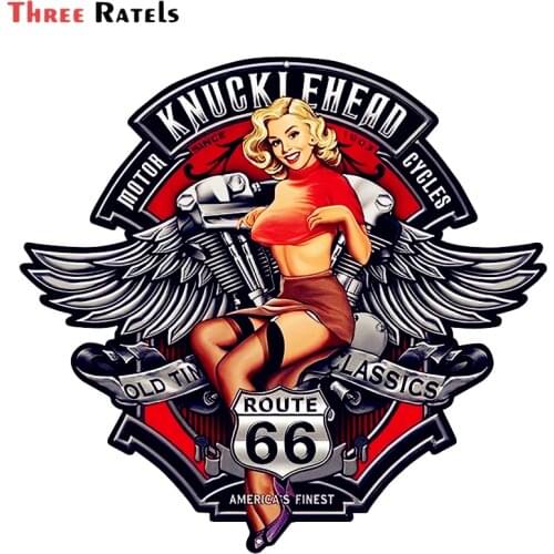 Three Ratels 3D Sexy Girl Knucklehead Motorcycles RT66 Pin Up Girl Waterproof Car Window Bumper Accessories Car Sticker