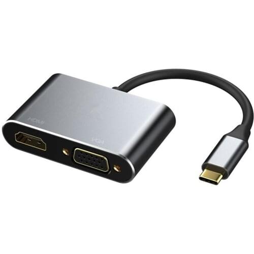 USB3.1type-c to hdmi hub type c to hdmi vga two-in-one converter 4K display