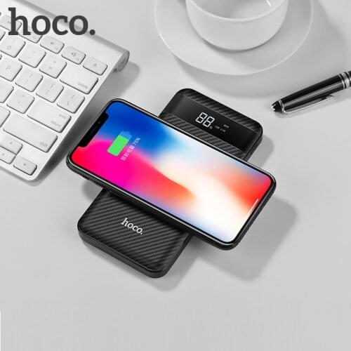HOCO Qi Wireless Charger Power Bank 10000mah Portable Dual USB with Digital Display External Battery Powerbank For iphone X 8