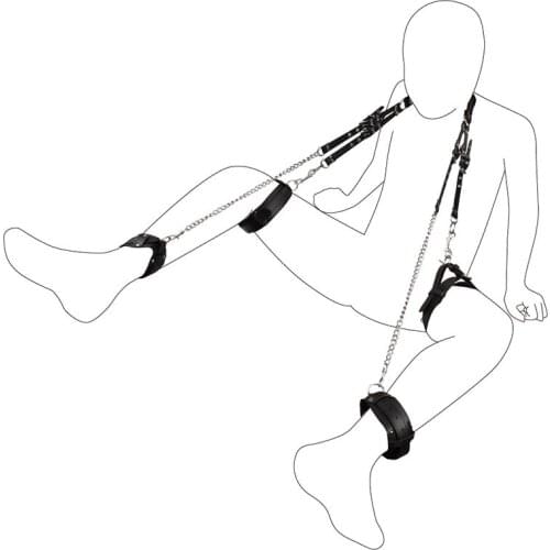 Sex Position Leg Open Toy Womens Travel Sex Sling with Chained Thigh and Ankle Cuffs Bondage Kinky Fetish Sex Swing