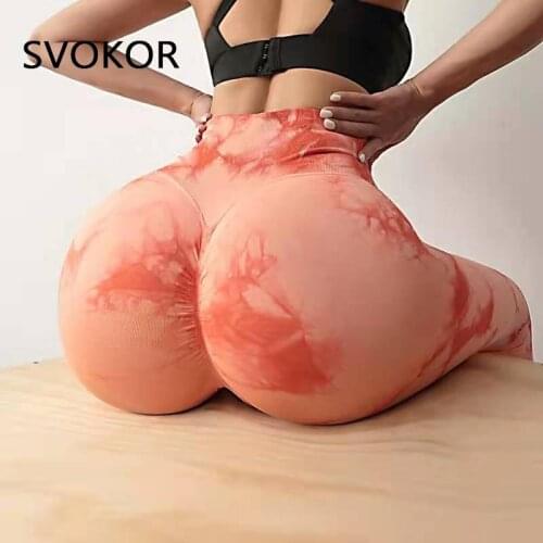SVOKOR Tie dye Fitness Leggings Seamless Sexy Bubble Butt Leggings Women Workout Pants Printed Gym Female Leggins