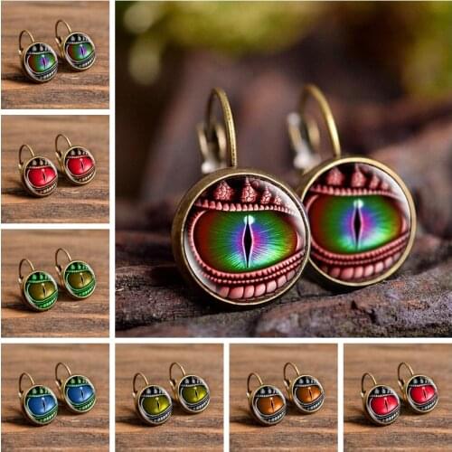 Personality Dragon Eye Stud Earrings Vintage Devil Ear Handmade Jewelry Dragon Eye Picture Earrings Women Lover Gifts