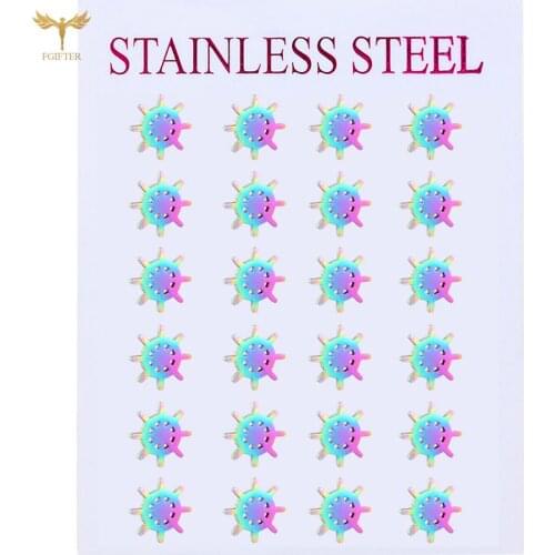 Color Stainless Steel Woman Earrings 2021 Rudder Stud Earrings Set Unisex Hip Hop Popular Jewelry Friends Birthday Gift