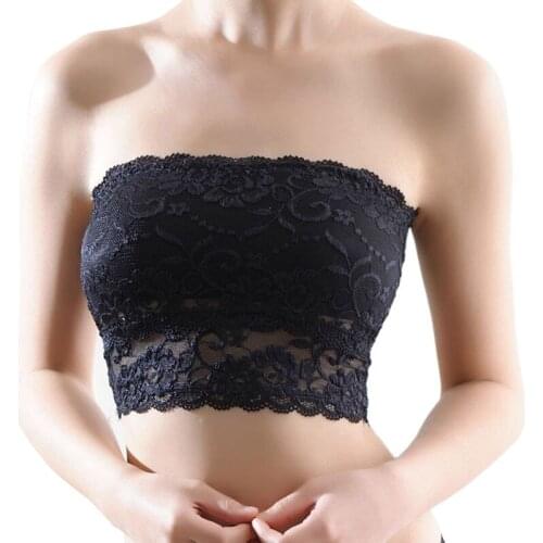 Women Sexy Underwear Strapless Seamless Padded Cosy Girls Soft Crop Top Bra Lace Casual Crop Bra Lingerie 2021