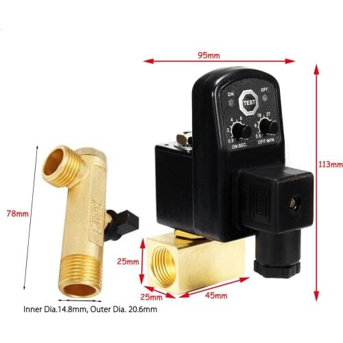 1pc 1/2" Drain Valve Electronic Timed Air Compressor Gas Tank Automatic 2-way Drain Valves For Filters Air Cylinders